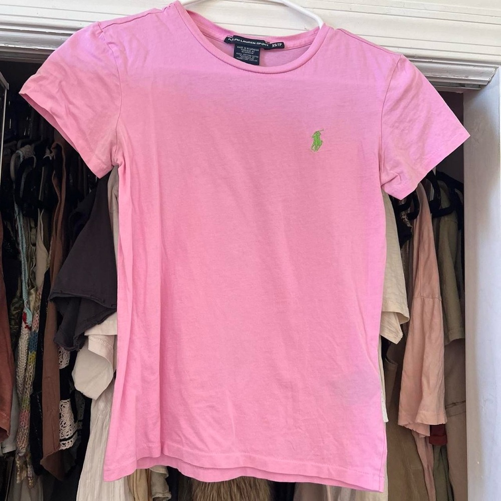 Ralph Lauren Pink T-Shirt with Green Logo